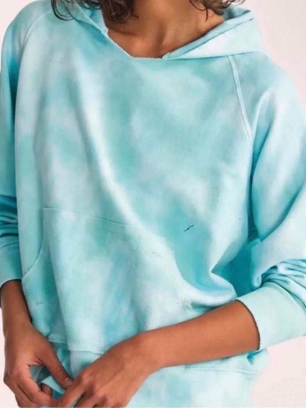 Loveshackfancy Women's Light Blue Hooded Pullover Sweatshirt